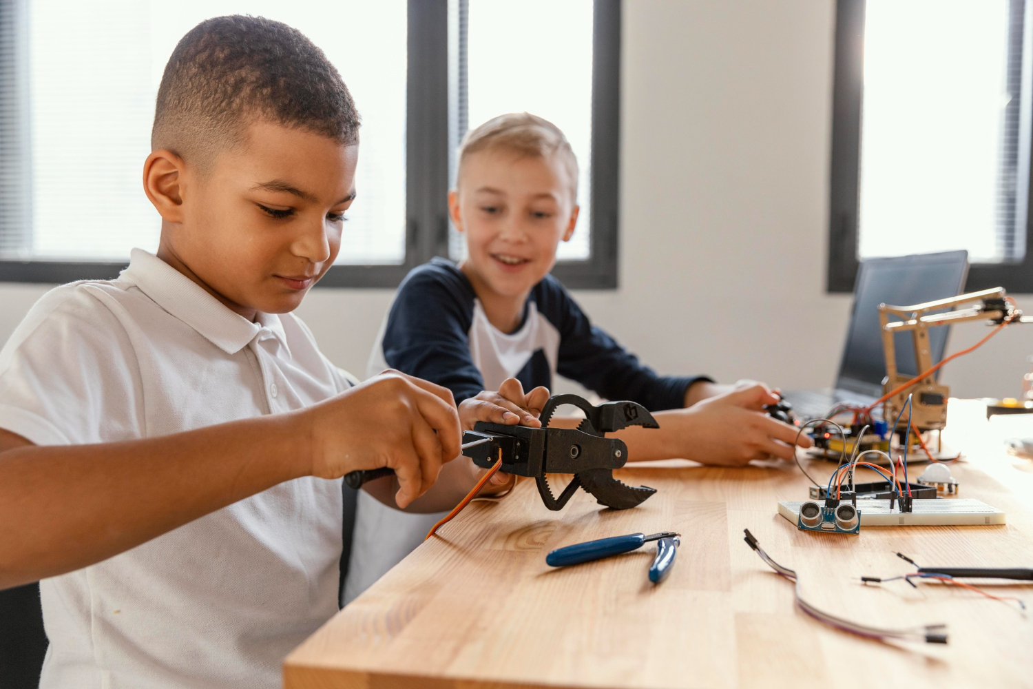Children learning hands-on technical skills